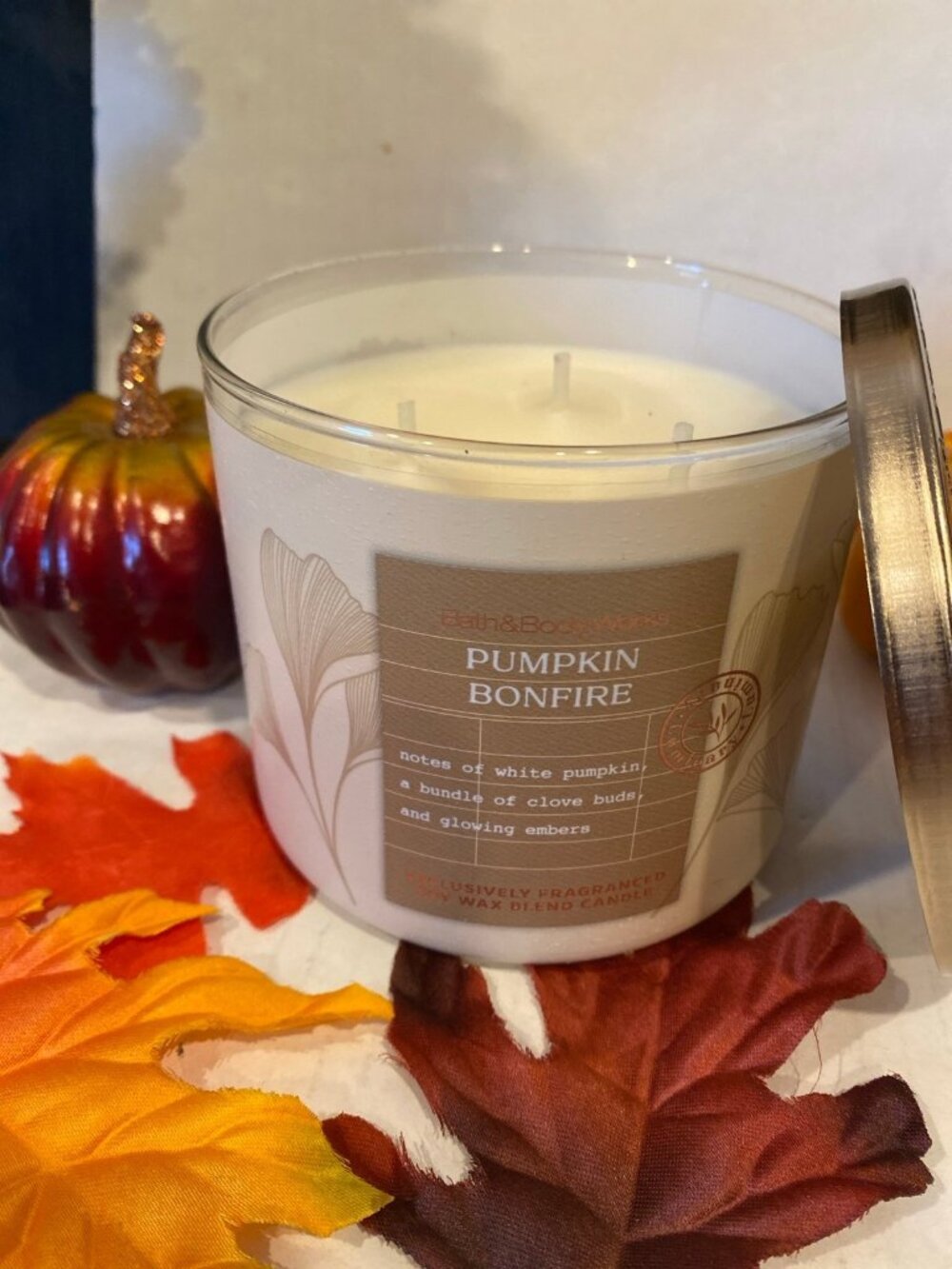 “Pumpkin Bonfire” Bath & Body Works New Fall Autumn 3 Wick Candle